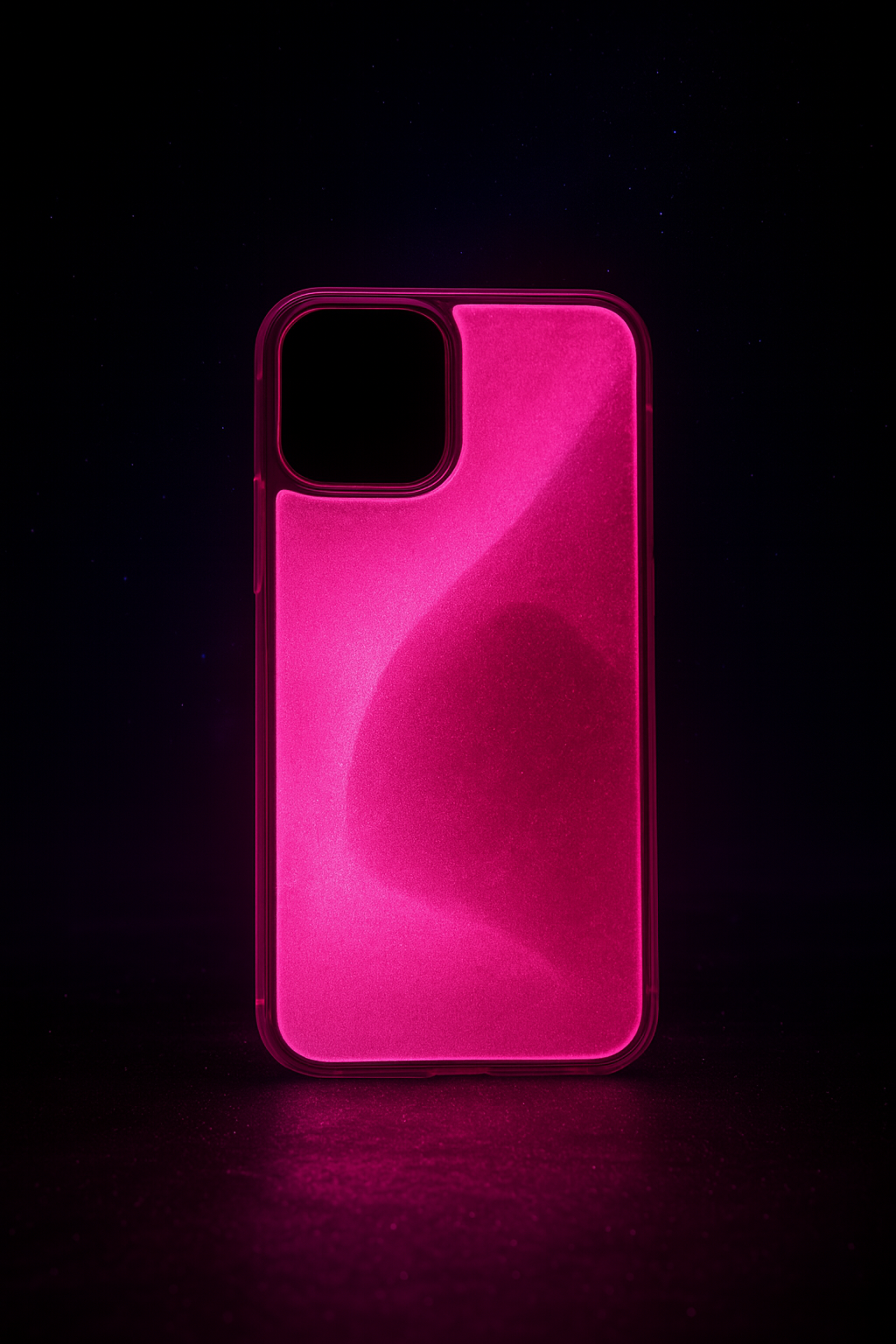 Pink phone case on a black background