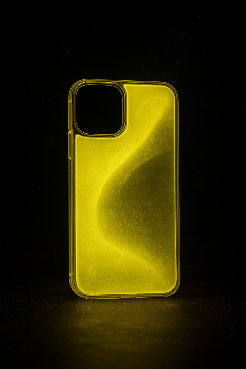 Yellow phone case on a black background