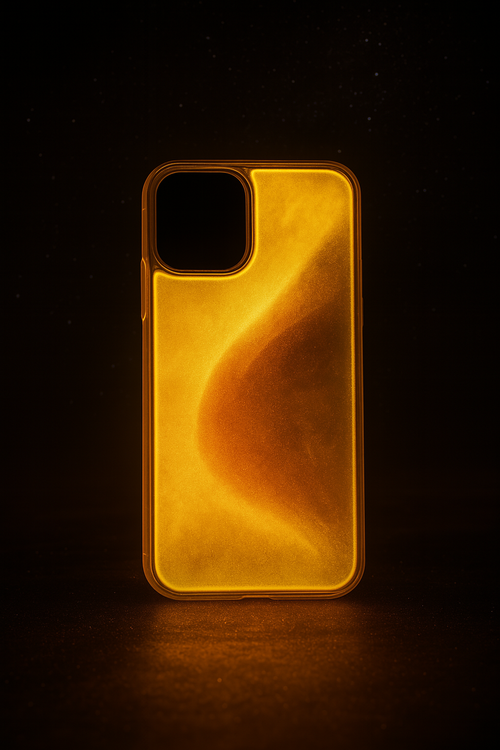 Phone case with a unique design on a dark background